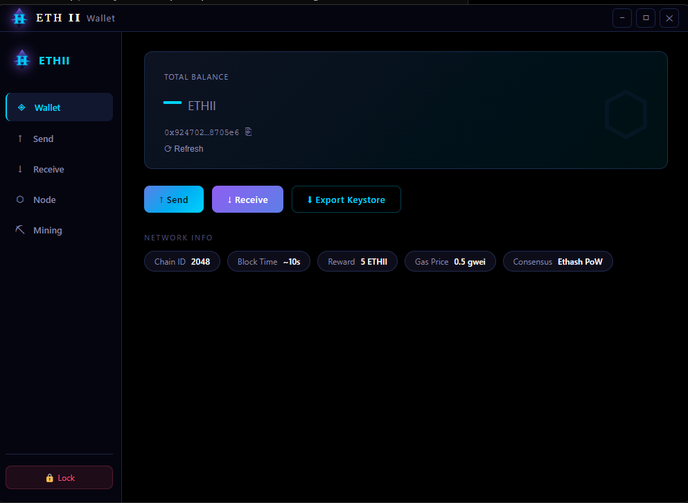 ETH II wallet balance screen screenshot